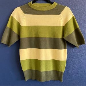 •Vintage Green Striped Sweater•